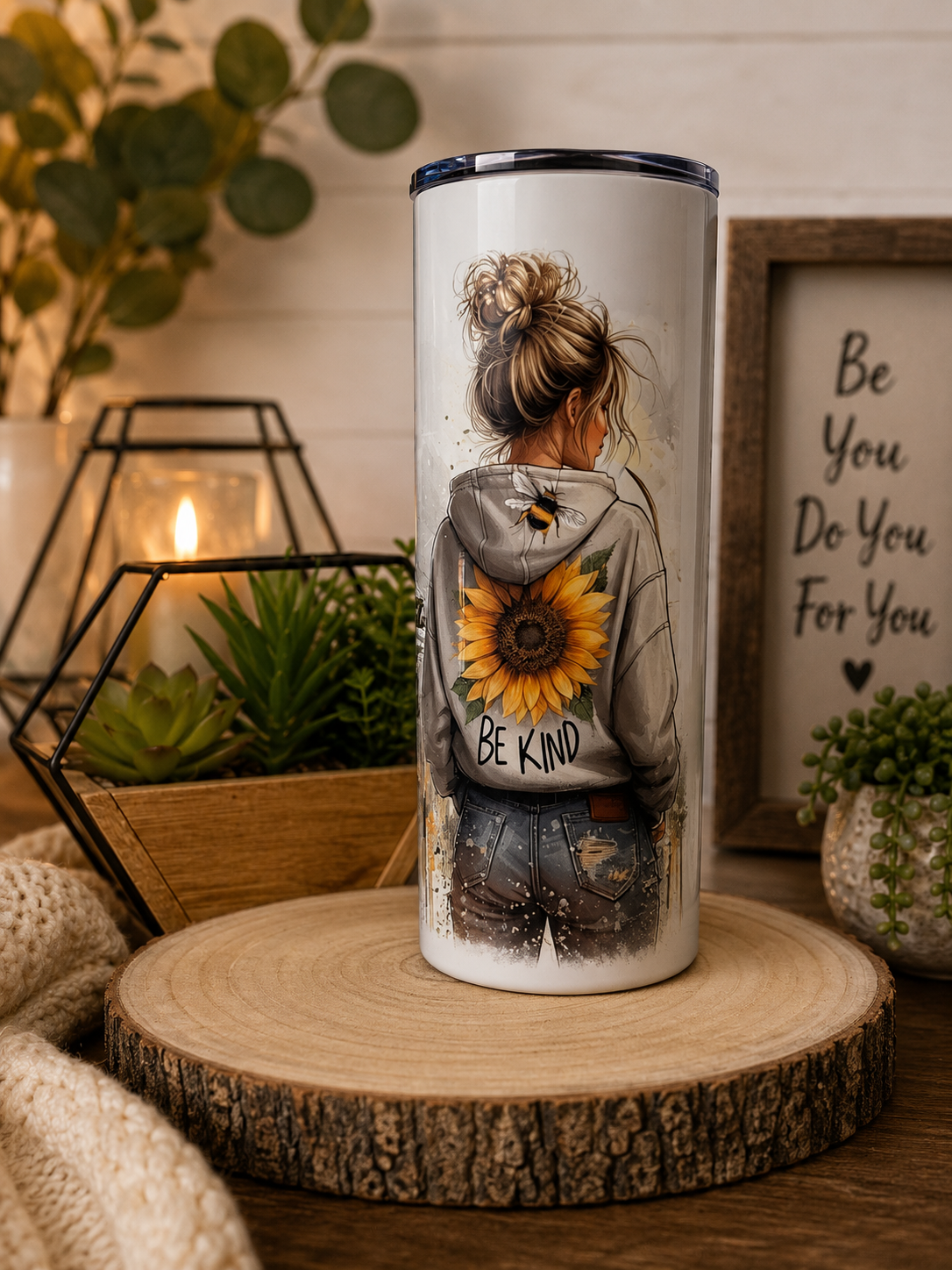 Be Kind Sunflower 20oz Skinny Tumbler