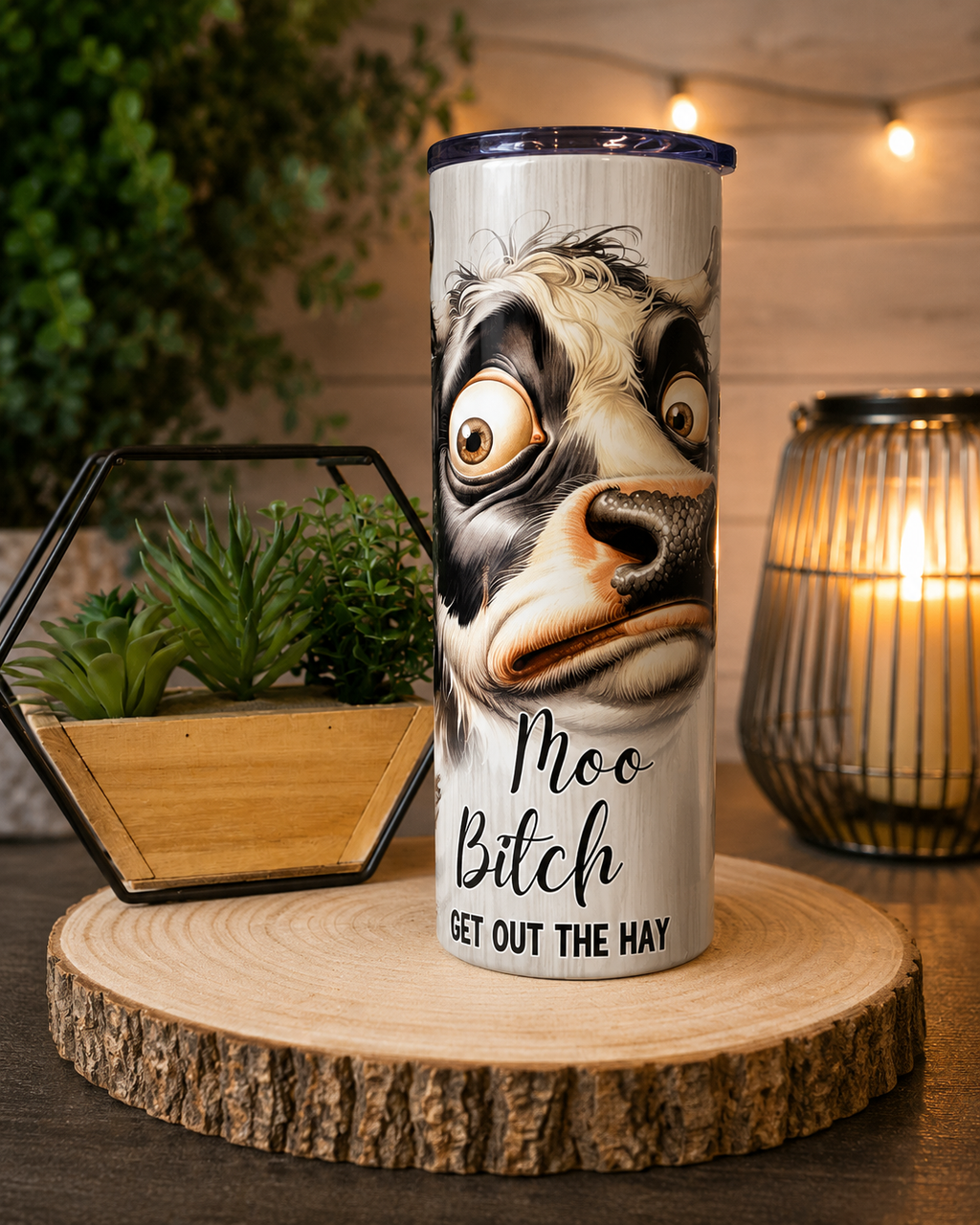 Funny Cow 20oz Skinny Tumbler Moo Bitch Travel Mug