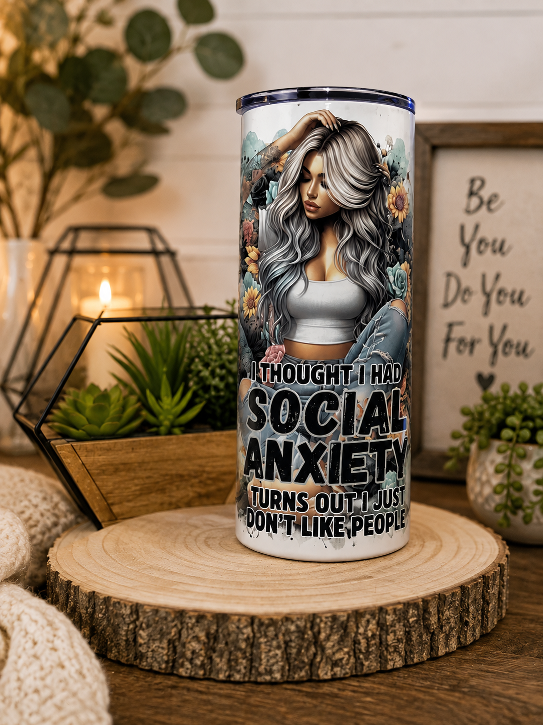 Funny Social Anxiety 20oz Skinny Tumbler
