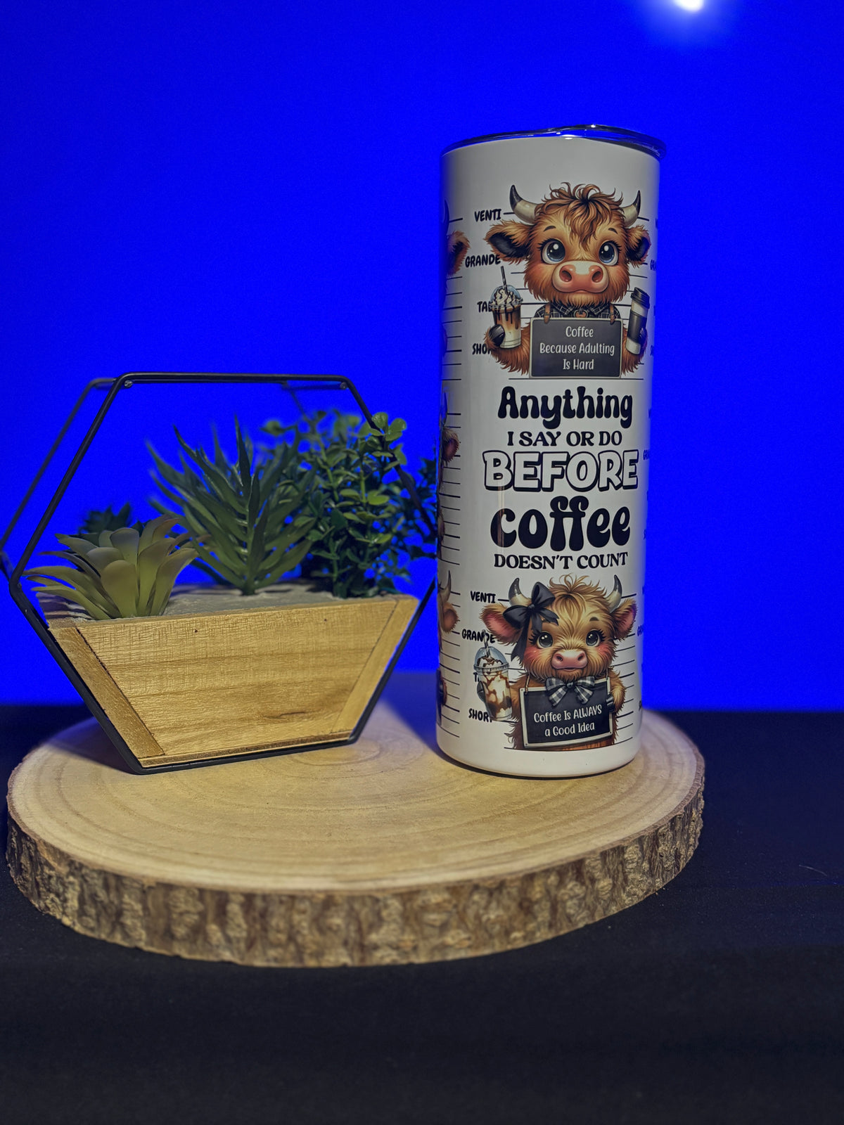 Funny Highland Cow Coffee 20oz Skinny Tumbler