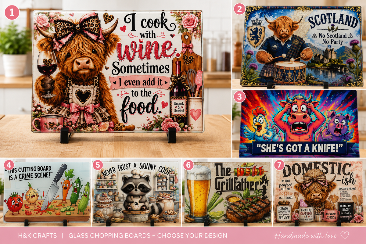 Personalised Glass Chopping Board – Choose Your Design