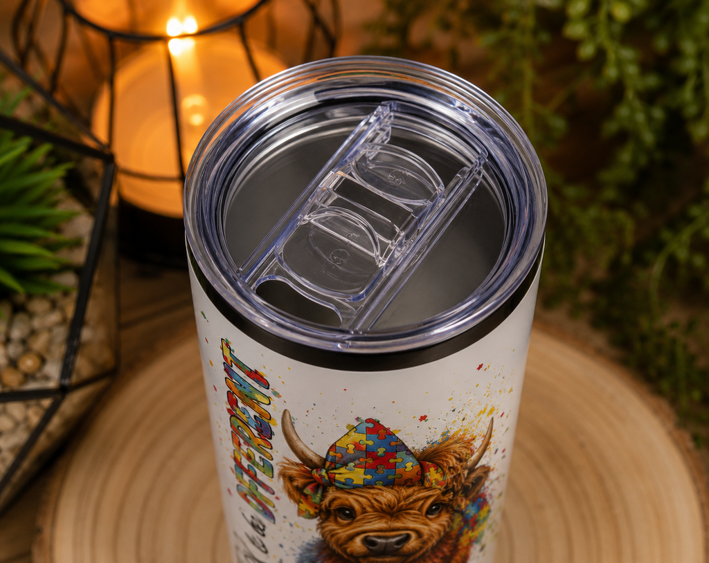 Highland Cow Autism Awareness 20oz Skinny Tumbler