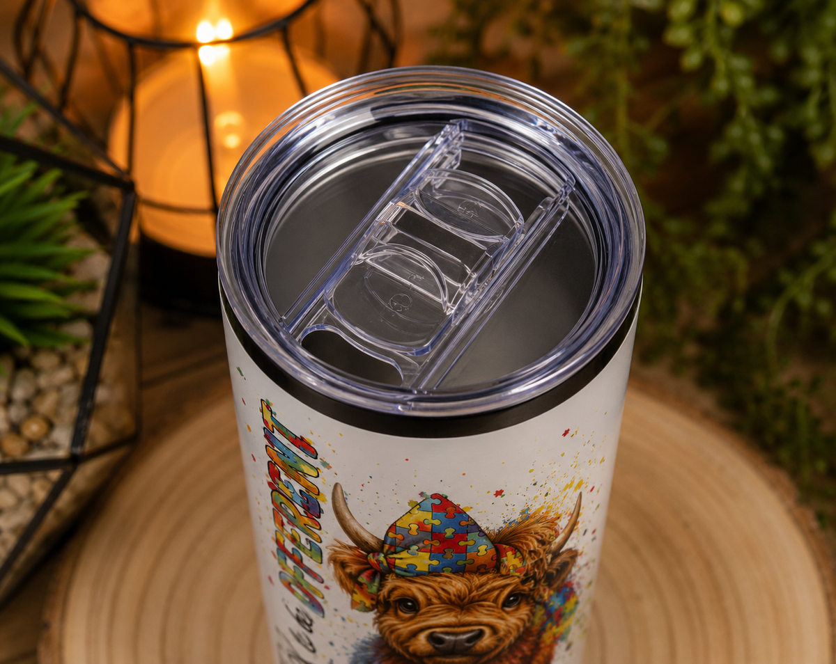 Highland Cow Autism Awareness 20oz Skinny Tumbler