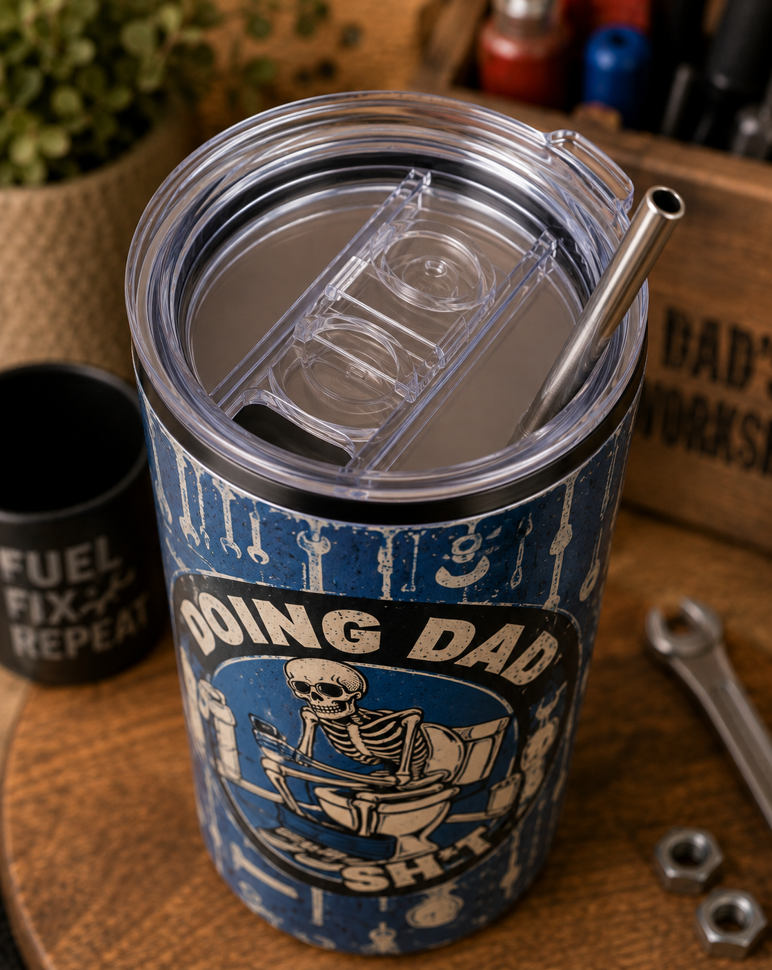 Funny Mechanic 20oz Skinny Tumbler “Doing Dad Sh*t” Travel Mug