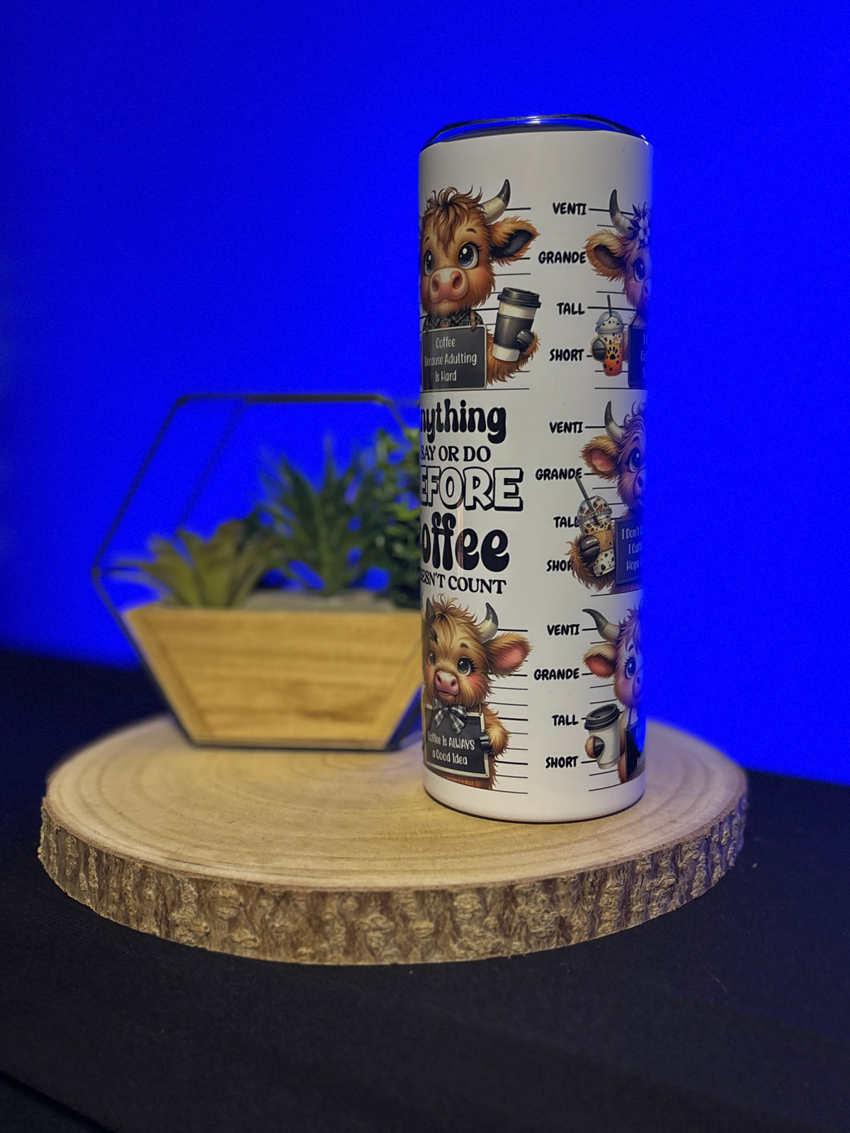 Funny Highland Cow Coffee 20oz Skinny Tumbler