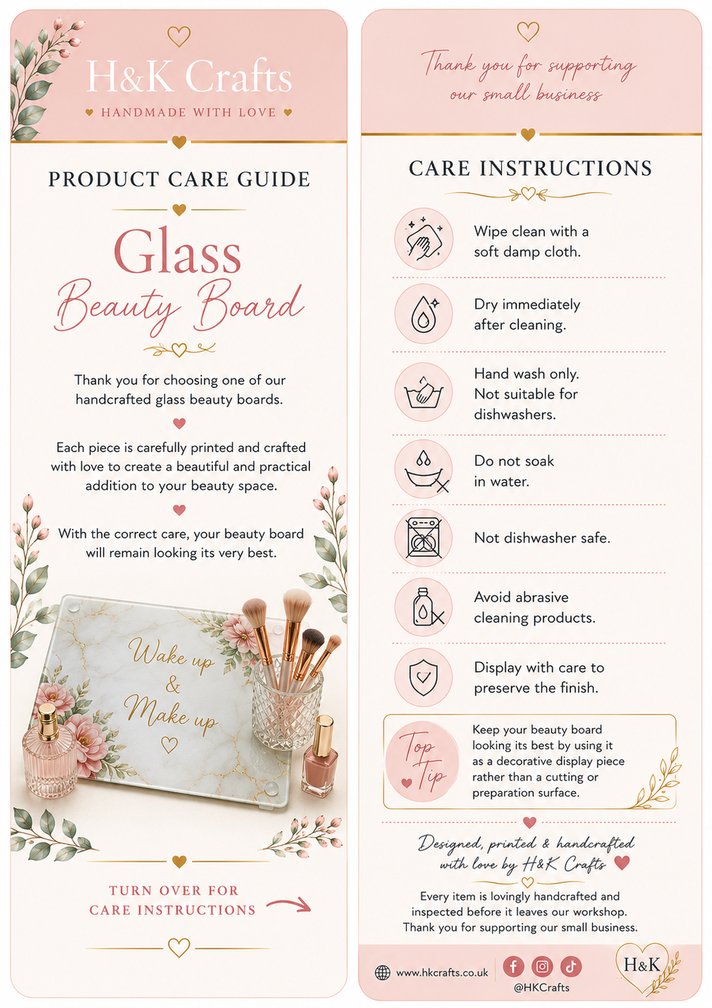 Personalised Glass Beauty Board – Choose Your Design