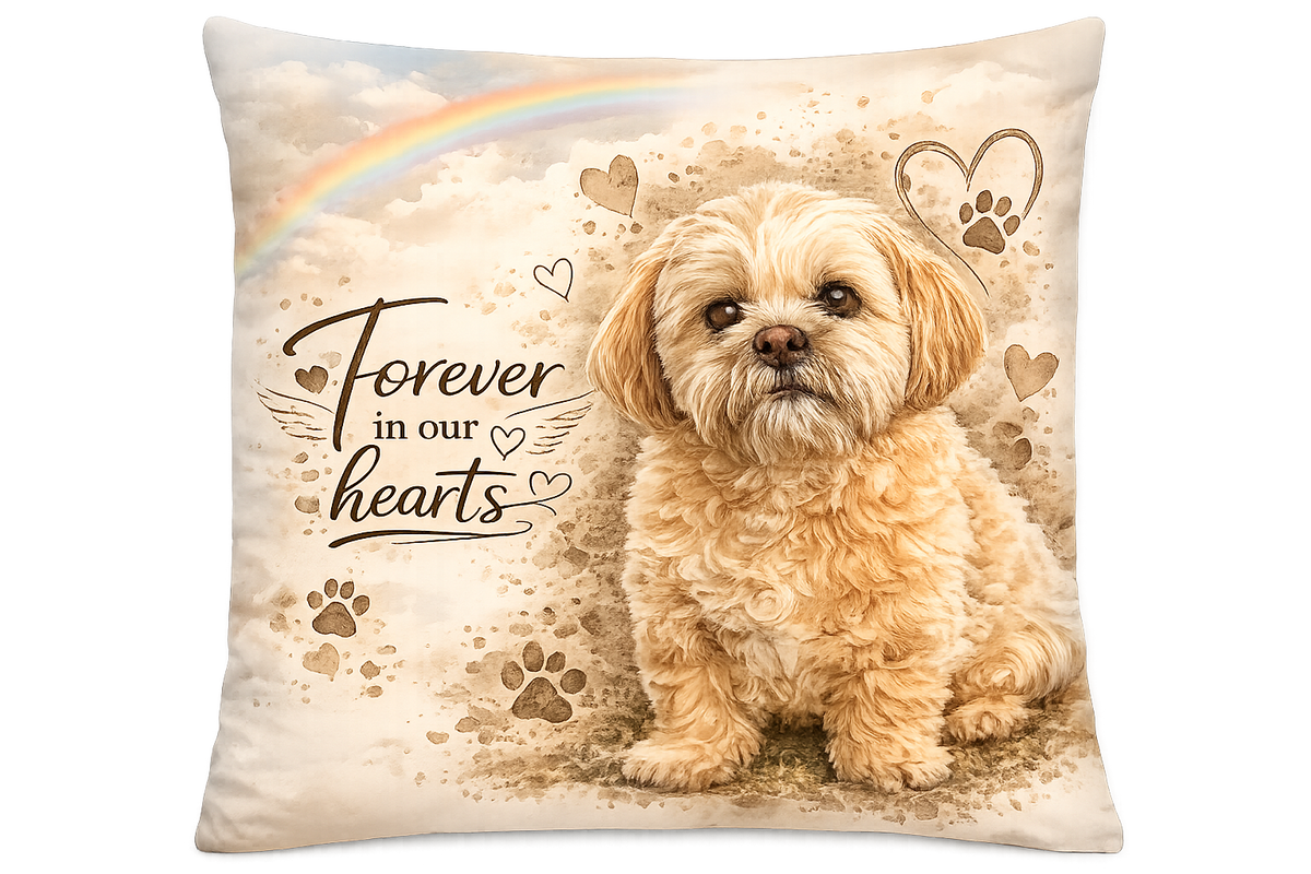 Personalised Pet Memorial Cushion  Cover– Photo & Name