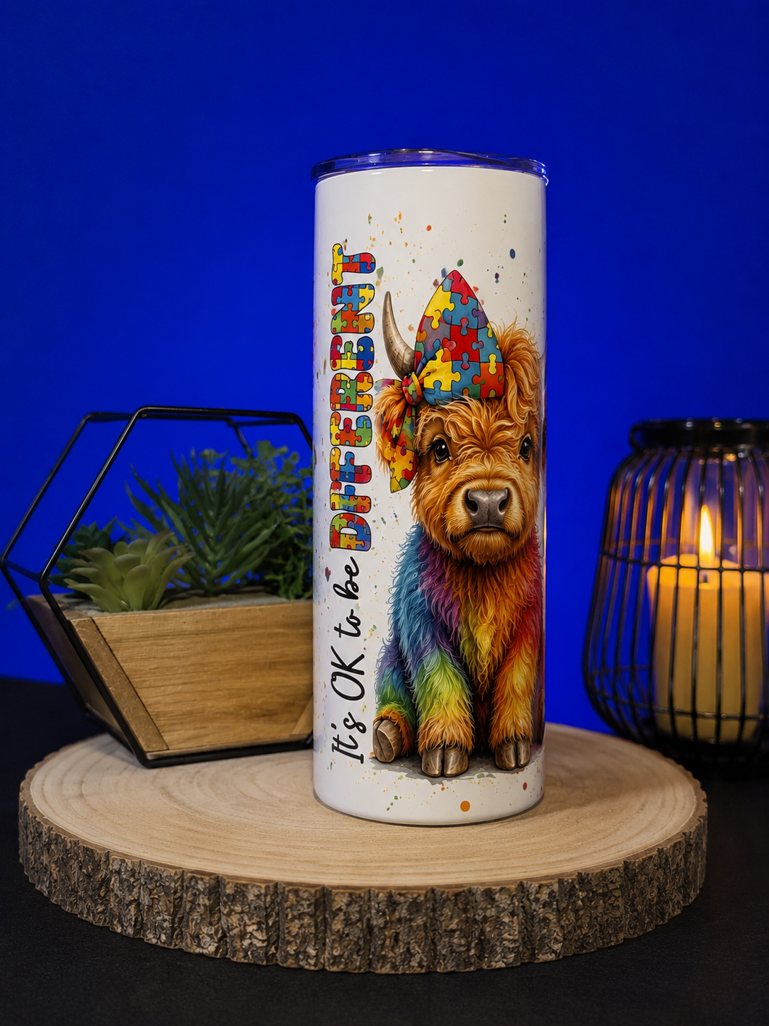 Highland Cow Autism Awareness 20oz Skinny Tumbler